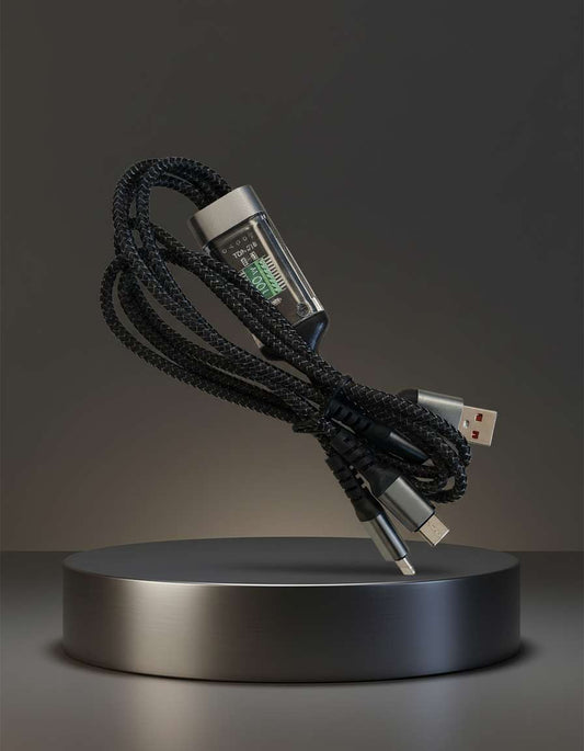 3 in 1 Multi Charging Cable 100W Fast Charger – Type C, Lightning & Micro USB