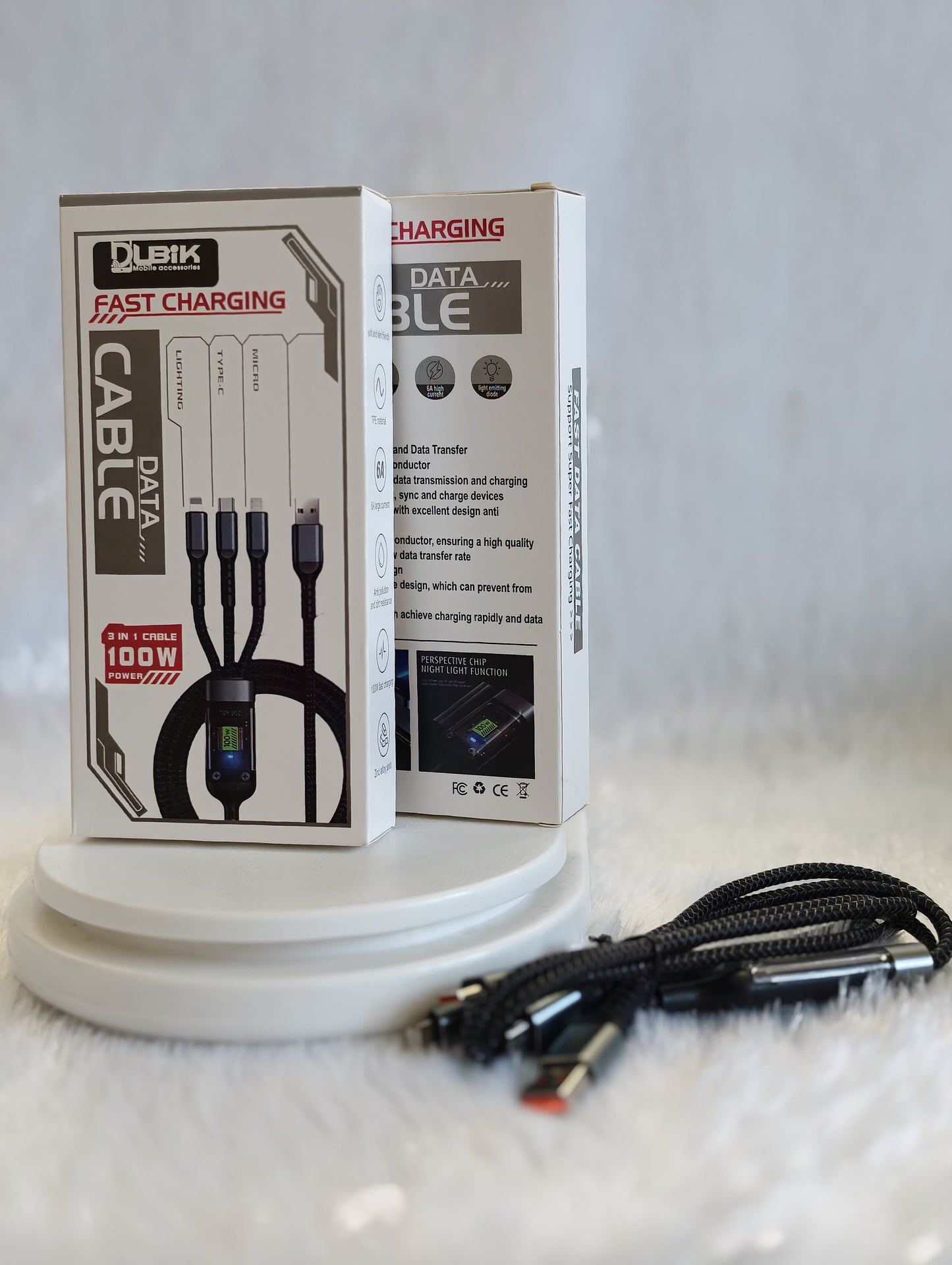 3 in 1 Multi Charging Cable 100W Fast Charger – Type C, Lightning & Micro USB