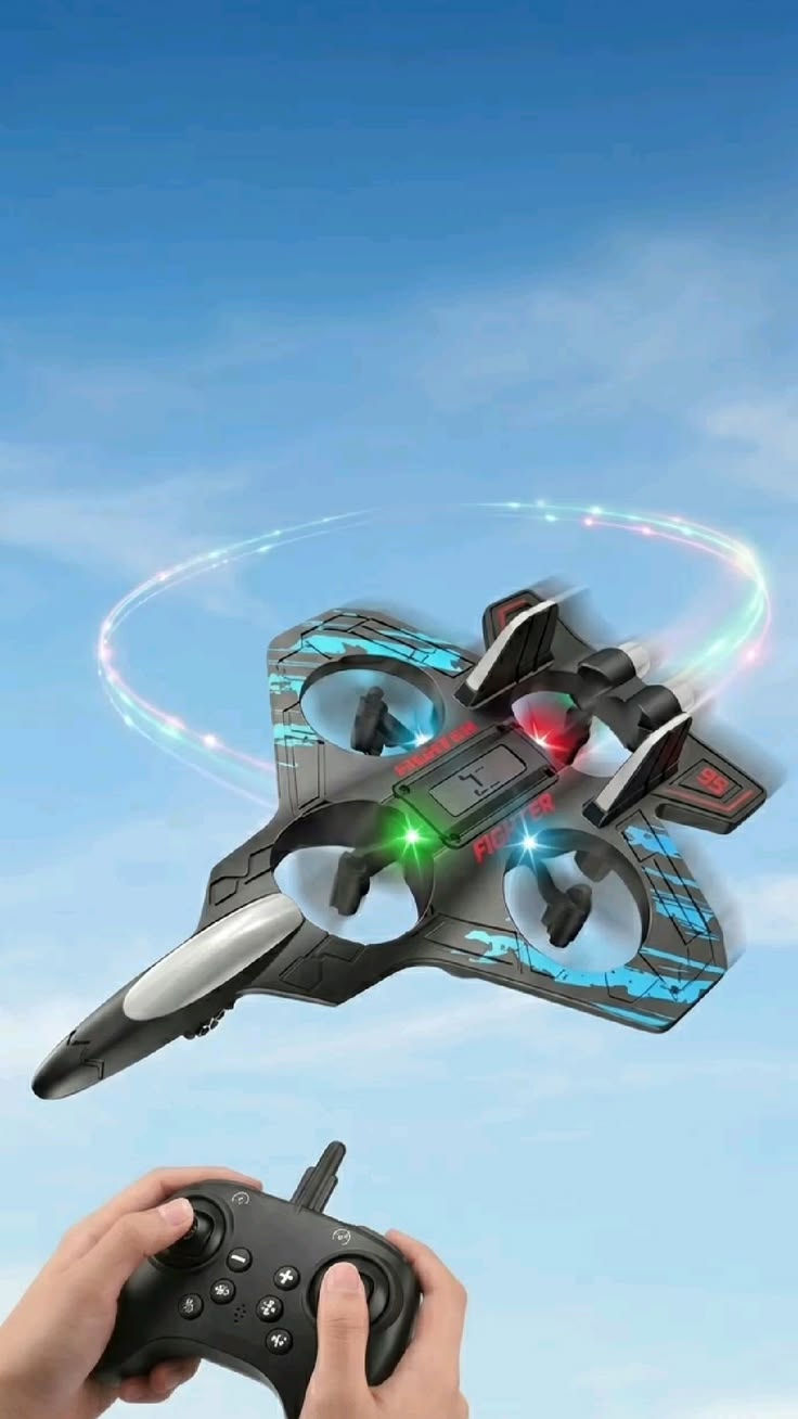 Remote Control Flying Jet Drone Toy with LED Lights | 360° Stunt RC Aircraft for Kids & Beginners