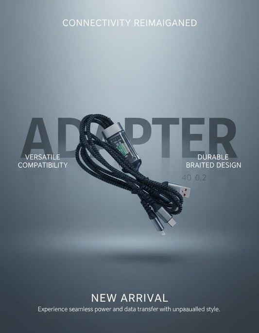 3 in 1 Multi Charging Cable 100W Fast Charger – Type C, Lightning & Micro USB
