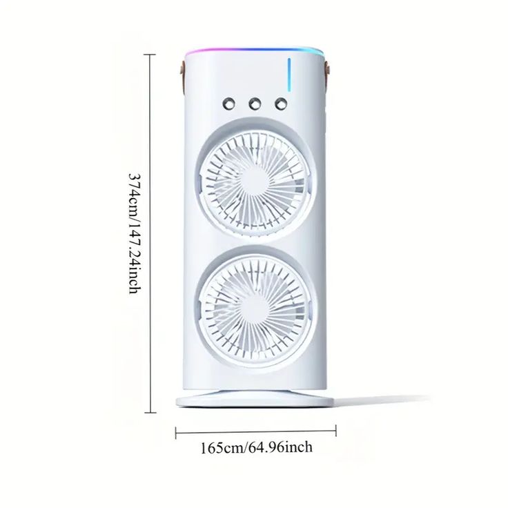 Portable Dual Fan with Mist Spray & Remote | Rechargeable Cooling Fan with LED Light