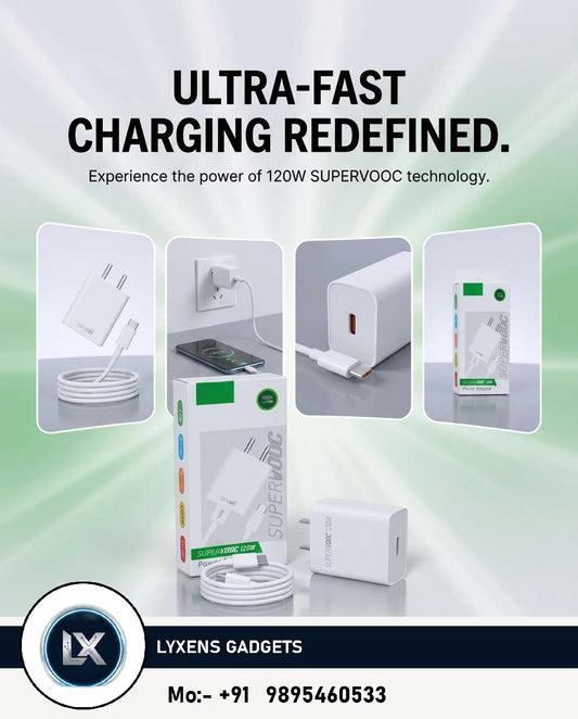 120W Ultra-Fast SUPERVOOC Power Adapter & Type-C Cable Combo